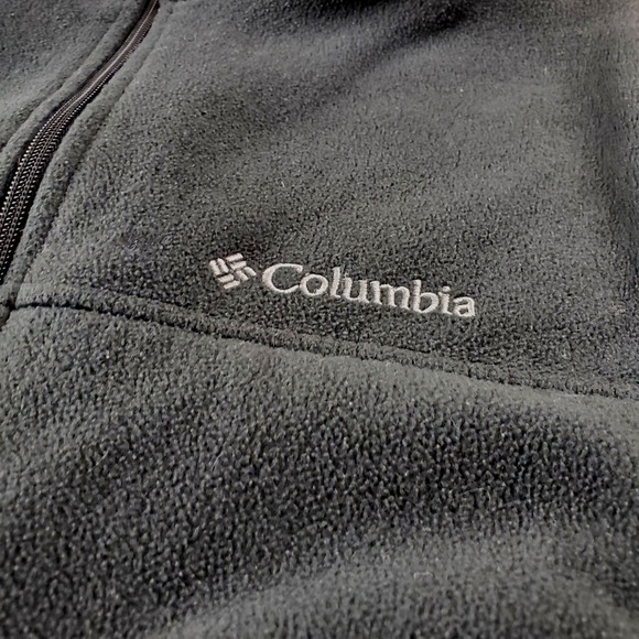 Columbia Men’s Fleece Jacket Medium Full Zip Black LOGO Comfort Soft & Warm - Picture 2 of 11
